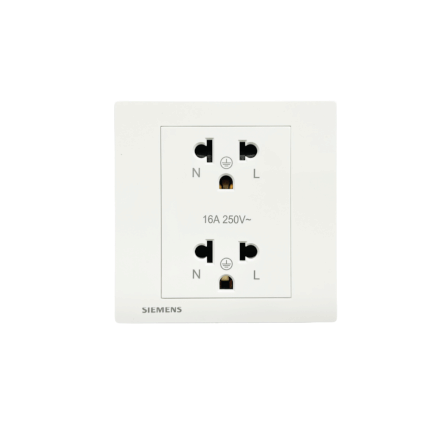 เต้ารับคู่ 3 ขา 2 ช่อง SIEMENS ซีรีส์ RELFA PLUS สีขาว ขากลมแบน_0